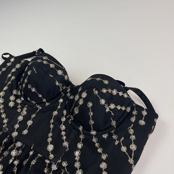 Moda International Y2K Corset Mini Dress 6 Sparkly Gothic Whimsigoth grunge - Picture 10 of 12